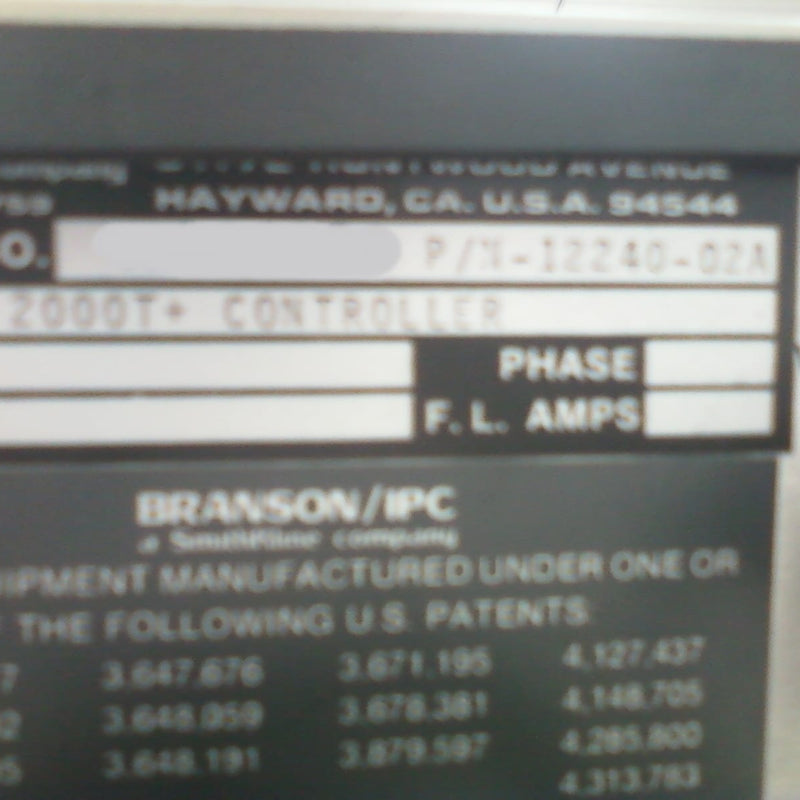 Branson IPC P 2000 Barrel Etcher