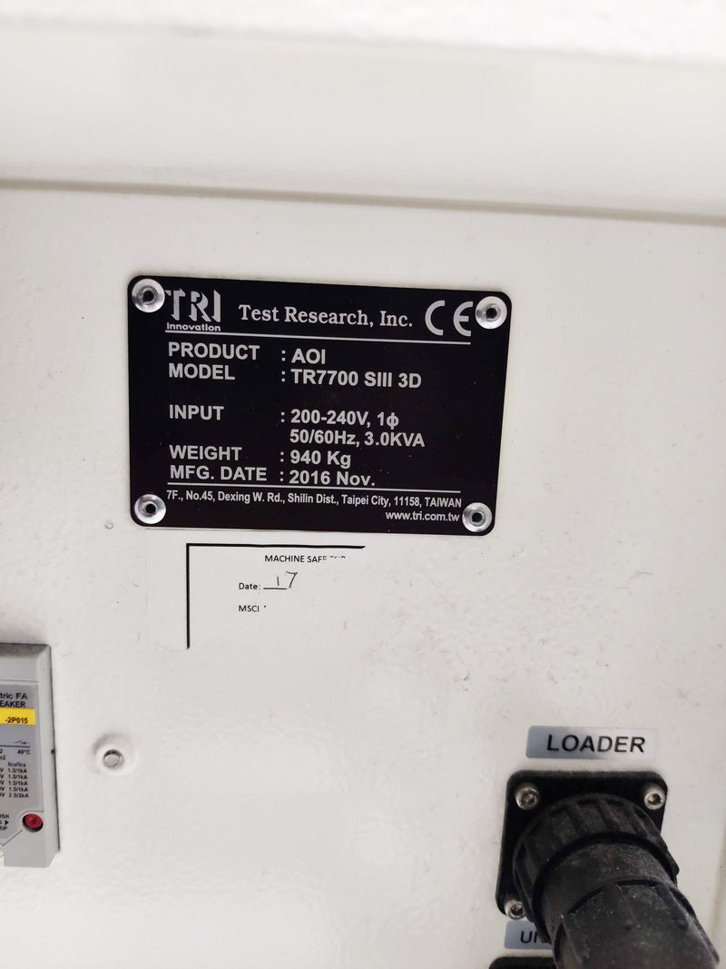 Test Research Inc (TRI) TR 7700 SIII 3 D AOI (Automated Optical Inspection)