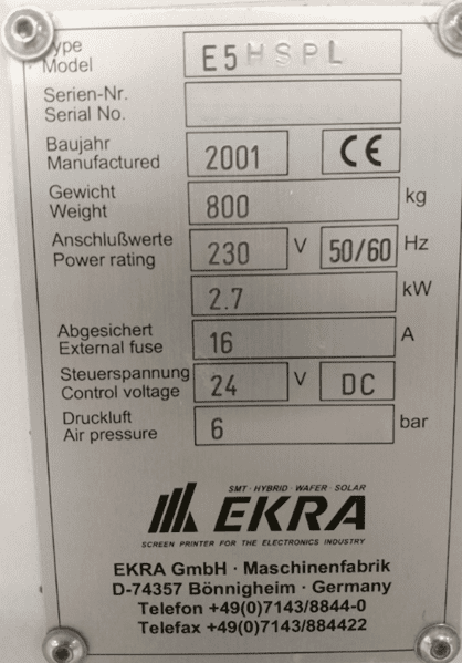 Ekra E 5 Screen Printer
