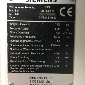 Siemens Siplace HS 50 SMT Machine