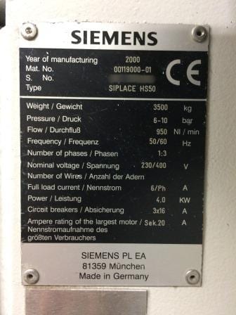 Siemens Siplace HS 50 SMT Machine