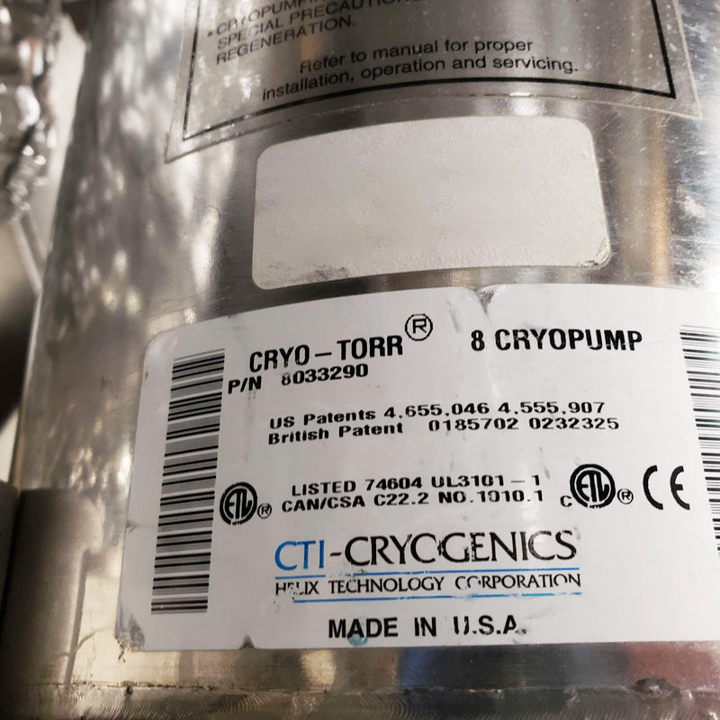 CTI Cryo-Torr 8 High Vacuum Cryopump
