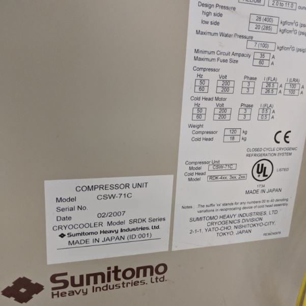 Sumitomo CSW 71 C Helium Compressor