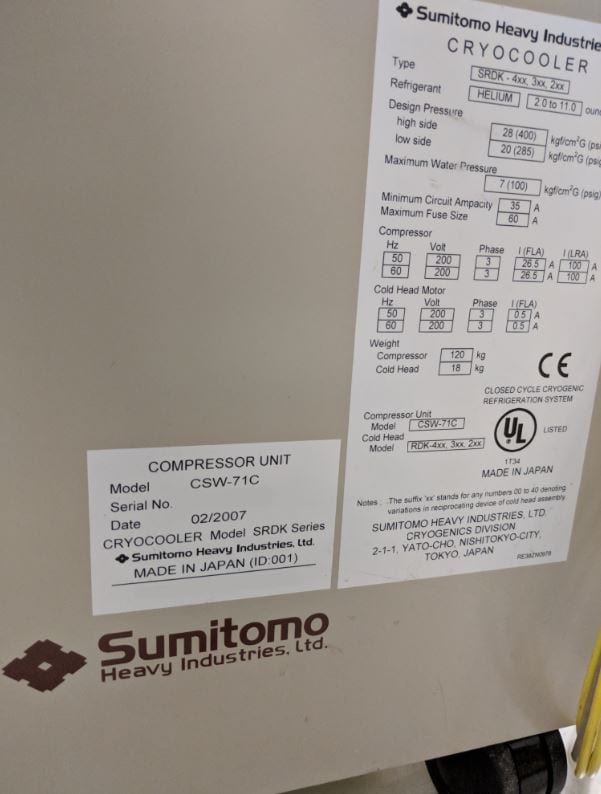 Sumitomo CSW 71 C Helium Compressor