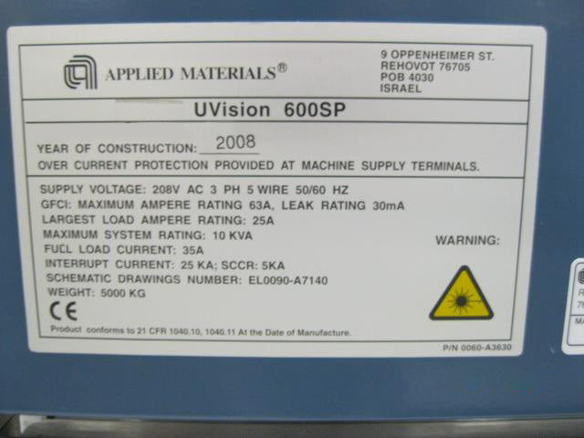 Applied Materials UVision 600 SP Inspection System