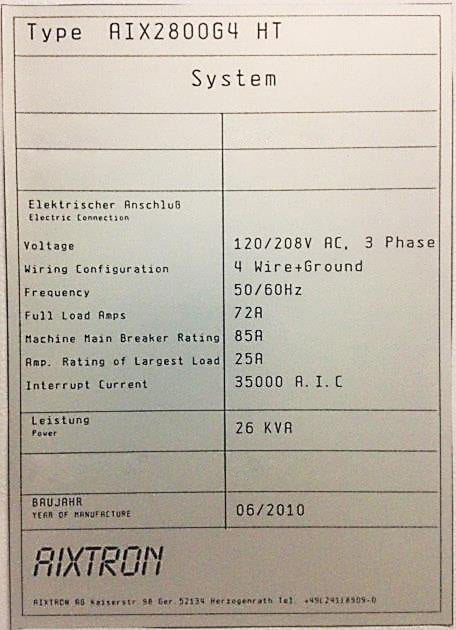 Aixtron AIX 2800 G 4 HT MOCVD (Metal Organic Chemical Vapor Deposition)