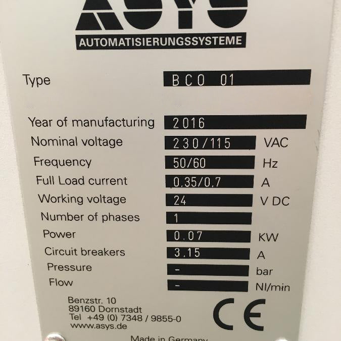 ASYS BC 0 01 Conveyor