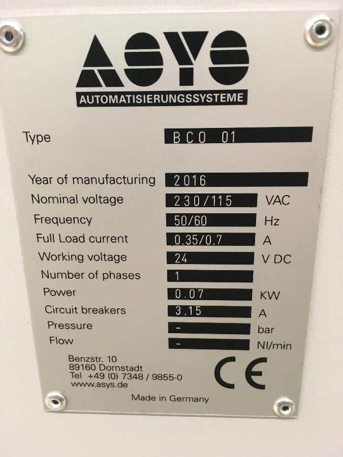 ASYS BC 0 01 Conveyor