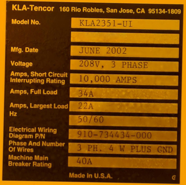 KLA 2351 UI Inspection System