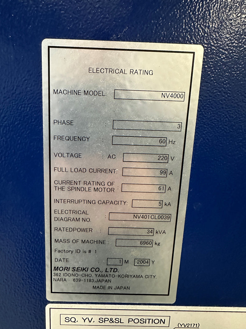 Mori Seiki NV 4000 Vertical Mill