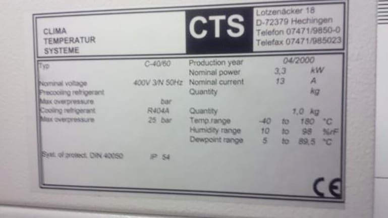 CTS C 40 / 60 Humidity / Temperature Oven