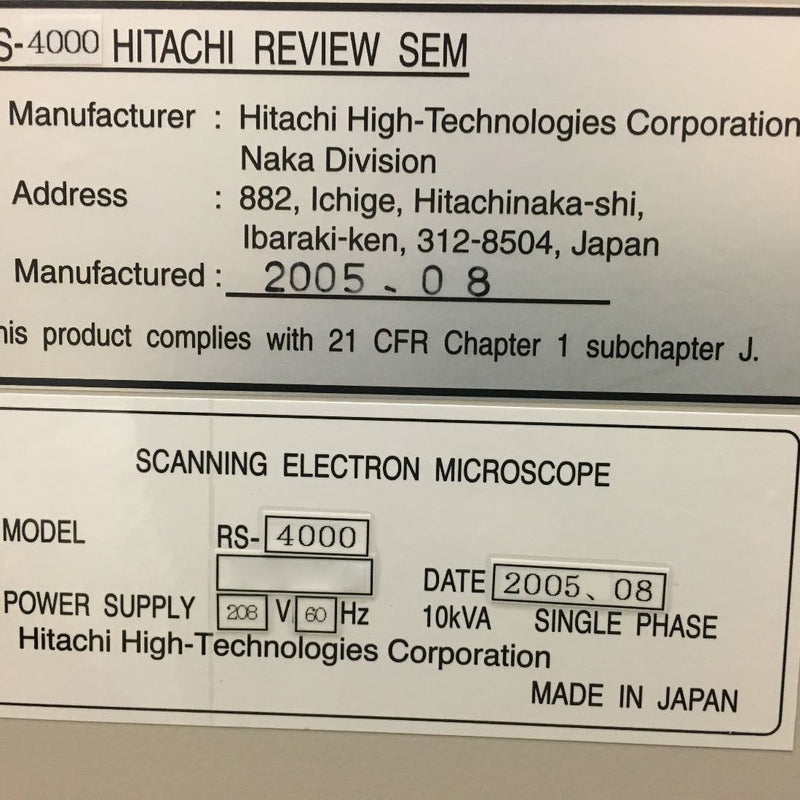 Hitachi RS 4000 SEM (Scanning Electron Microscope)