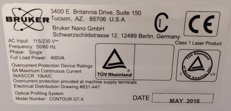 Bruker Contour GTX White Light Interferometer (WLI)