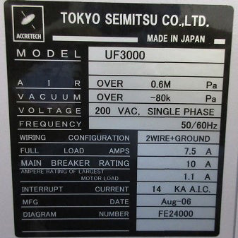 Accretech / TSK UF 3000 Automatic Wafer Prober