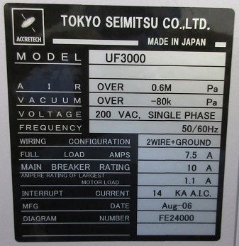 Accretech / TSK UF 3000 Automatic Wafer Prober