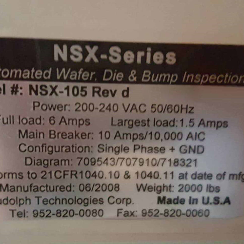 ONTO / Rudolph / August NSX 105 Automated Wafer, Die & Bump Inspection