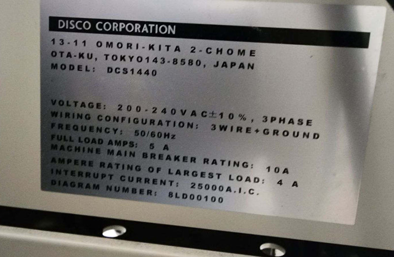 Disco DCS 1440 Wafer Cleaner / Spin Dryer