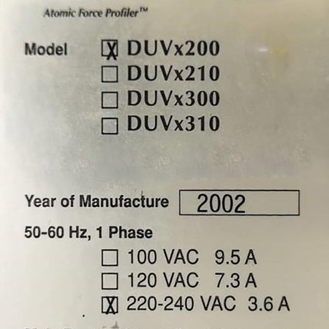 Bruker / Veeco DUVX 200 Automated AFM (Atomic Force Microscope)