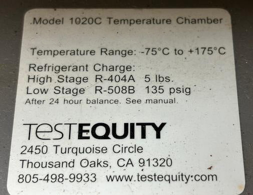 Test Equity 1020 C Temperature Chamber