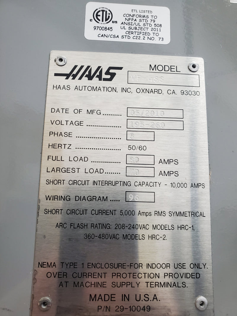 Haas VF 4 SS Milling Machine
