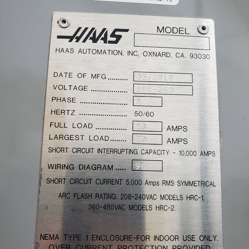 Haas VF 4 SS Milling Machine