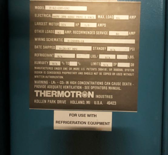 Thermotron F 42 CHV LN 2 Environmental Oven