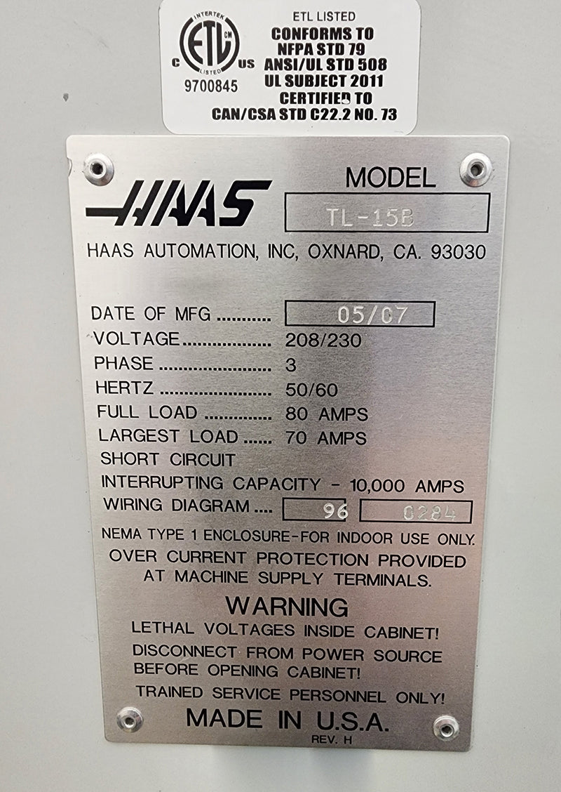 Haas TL 15 B CNC Lathe