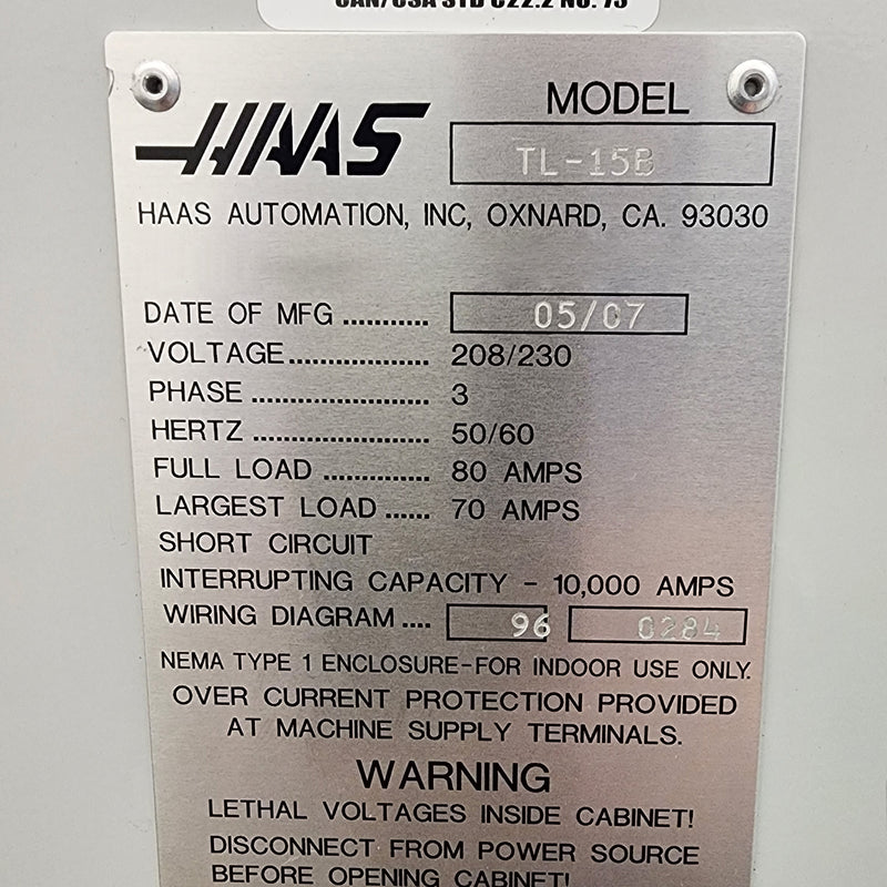 Haas TL 15 B CNC Lathe