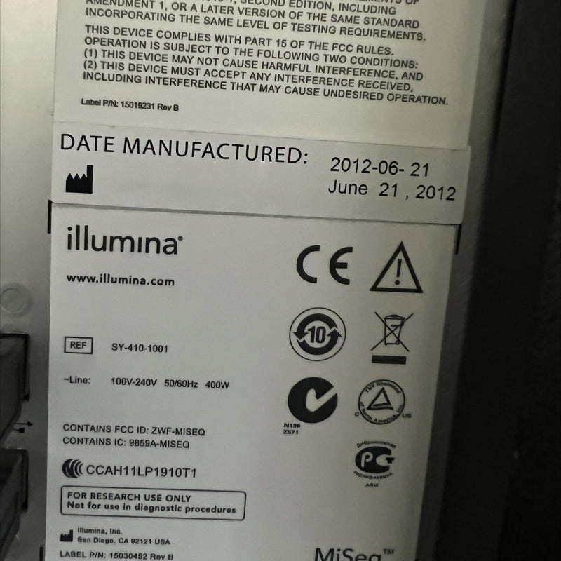 Illumina MiSeq SY-410-1001 DNA Sequencer