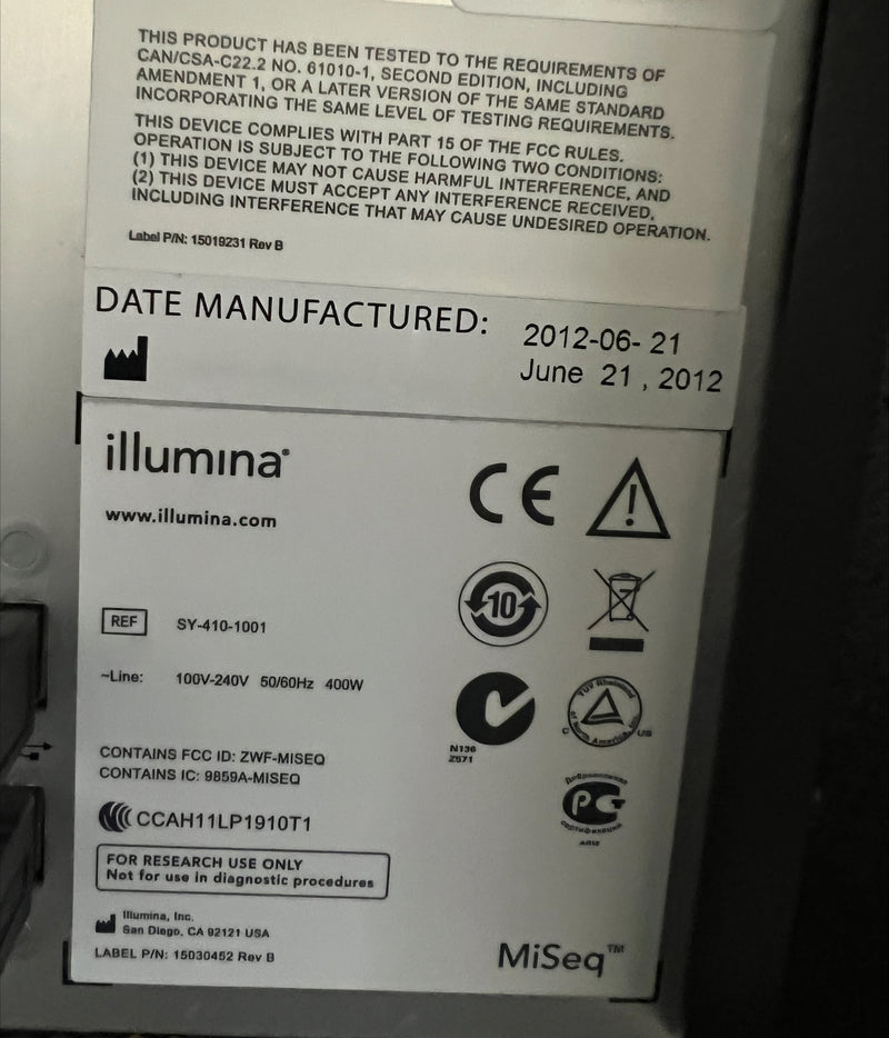 Illumina MiSeq SY-410-1001 DNA Sequencer