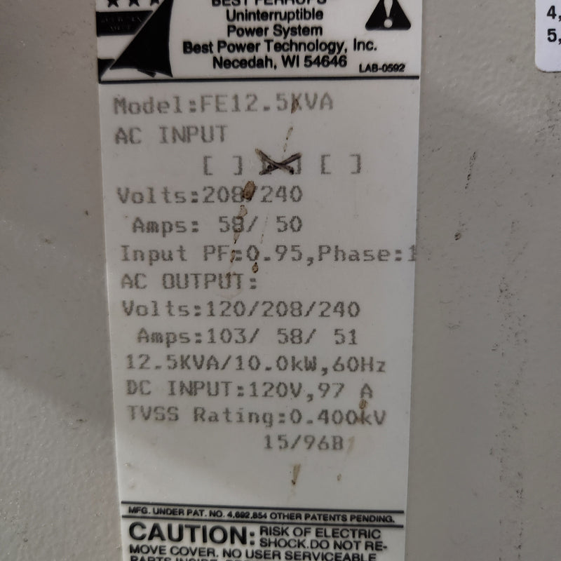 Best Power Ferrups FE 12.5 KVA Uninterruptible Power Supply (UPS)