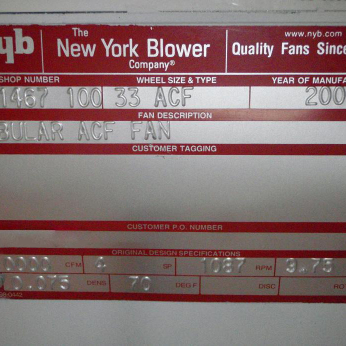 New York Blower 33 ACF Tubular Fan