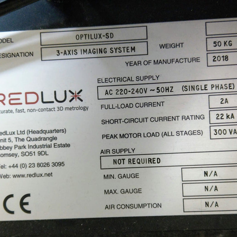 RedLux Optilux SD Measurement Inspection