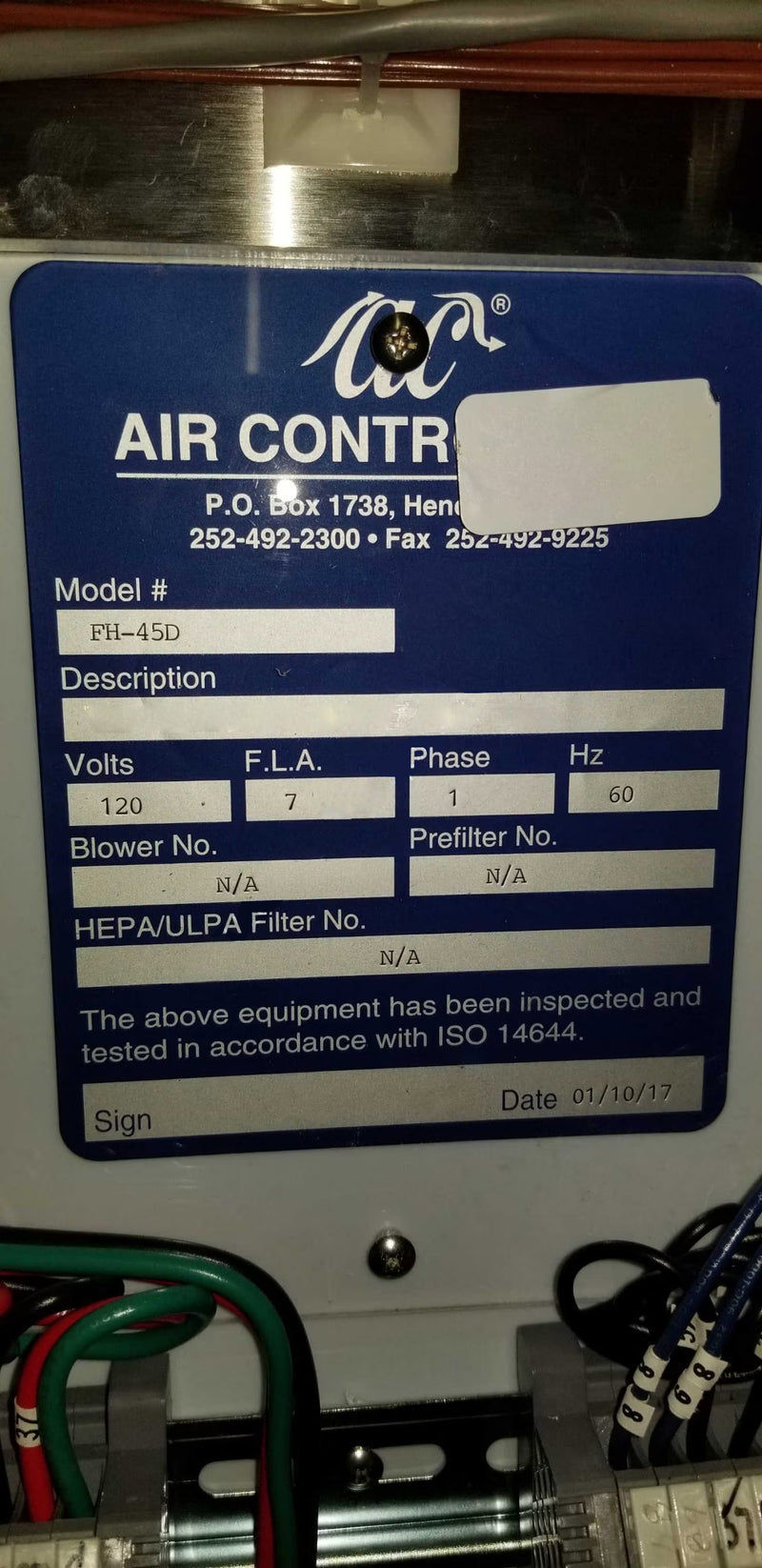 Air Control Microvoid FH-45 D-S Fume Hood Workstation