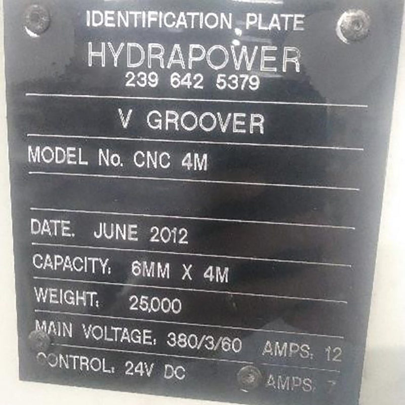 Hydrapower CNC 4 M V-Groove Machine