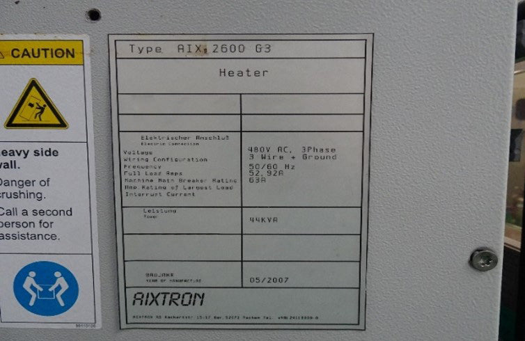 Aixtron AIX 2600 G 3 MOCVD Reactor (Metal Organic Chemical Vapor Deposition)