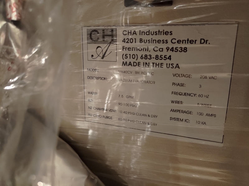 CHA Mark 40 CV RH-PC/PLC Vacuum Evaporator