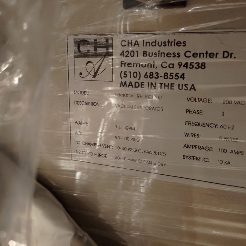 CHA Mark 40 CV RH-PC/PLC Vacuum Evaporator