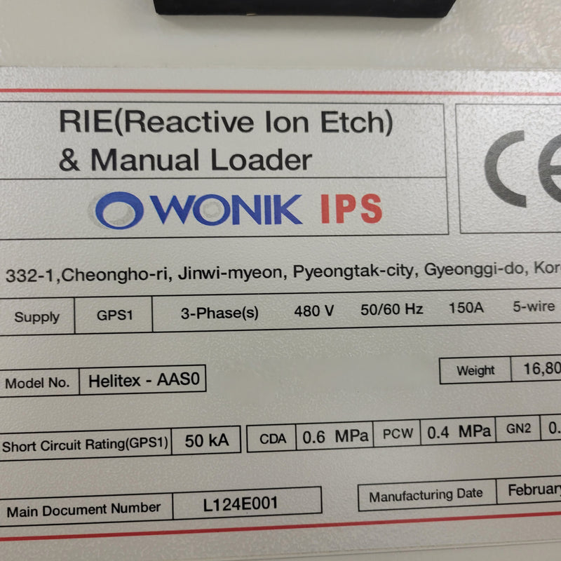 Wonik Helitex AAS 0 RIE (Reactive Ion Etcher)