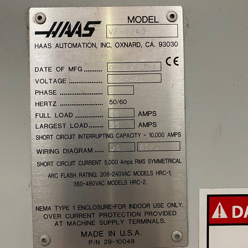 Haas VF 6 Vertical Mill