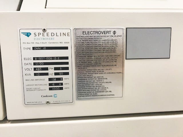 Speedline / Electrovert Omni 10 Reflow Oven