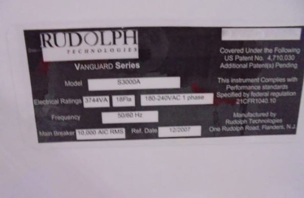 ONTO / Rudolph S 3000 A Ellipsometer