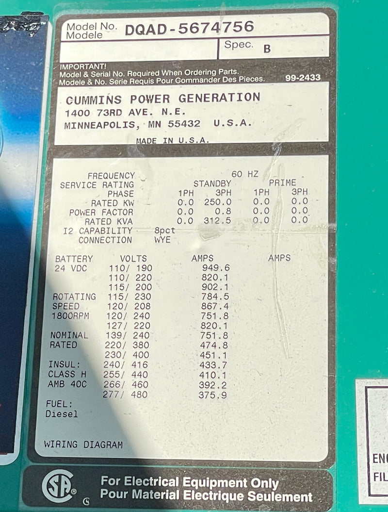 Cummins DQAD 5674756 Power Generator