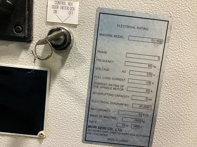 Mori Seiki SV 400 Vertical Machining Center