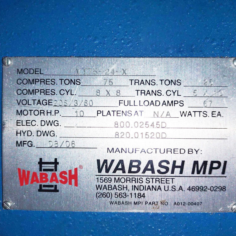 Wabash VT 75-24 X Hydraulic Press