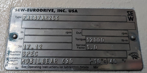 SEW-Eurodrive FAX 87 AM 256 Extruder