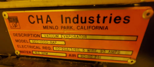 CHA SEC 1000 RAP Vacuum Evaporator