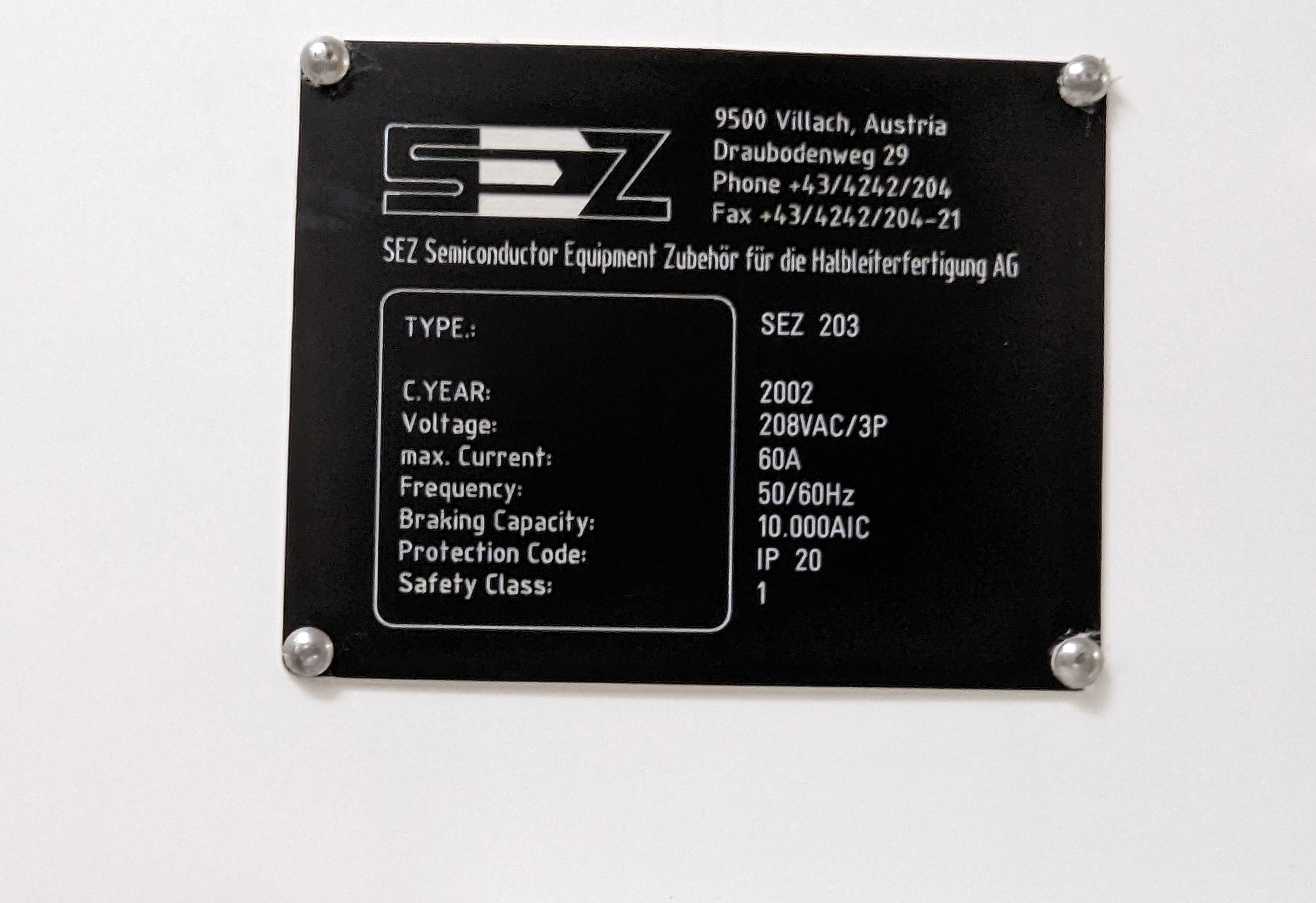 Lam / SEZ 203 Spin Processor / Etcher – Bridge Tronic Global