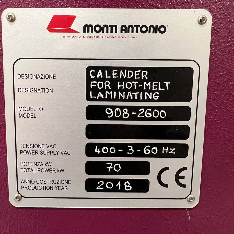 Monti Antonio 908-2600 Hot Melt Gravure Coater / Laminator