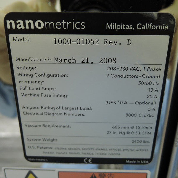 ONTO / Nanometrics Nanospec 9310 Thickness Measuring